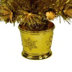 Northlight 3' Pre-Lit Gold Fiber Optic Artificial Christmas Tree, White Lights -Northlight 2305989235720668384