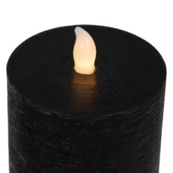 Northlight Black LED Flameless Flickering Wax Pillar Halloween Candles - 8" - Set Of 3 -Northlight 2305989236177847520