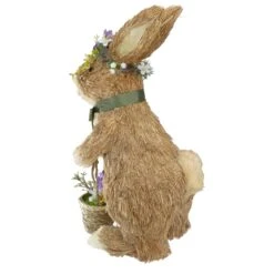 Northlight 15" Brown Sisal Bunny Rabbit With Basket Easter Figure -Northlight 2305989236576306400