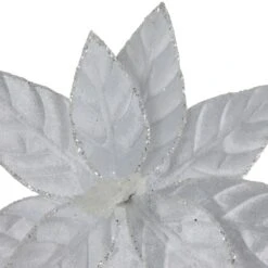 Northlight Glittered Poinsettia Christmas Floral Pick Clip-On Ornament - 10" - Snow White -Northlight 2305989237490468064