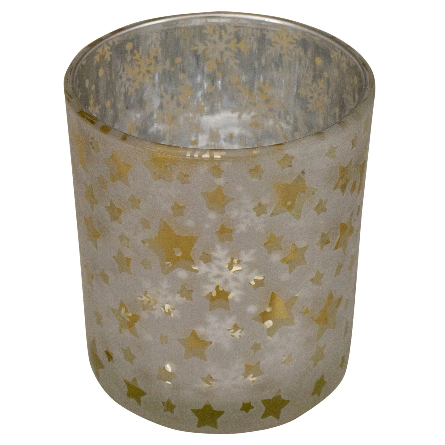Northlight 3" Matte Silver And Gold Stars And Snowflakes Flameless Glass Candle Holder 6 Northlight 3" Matte Silver And Gold Stars And Snowflakes Flameless Glass Candle Holder - Image 4