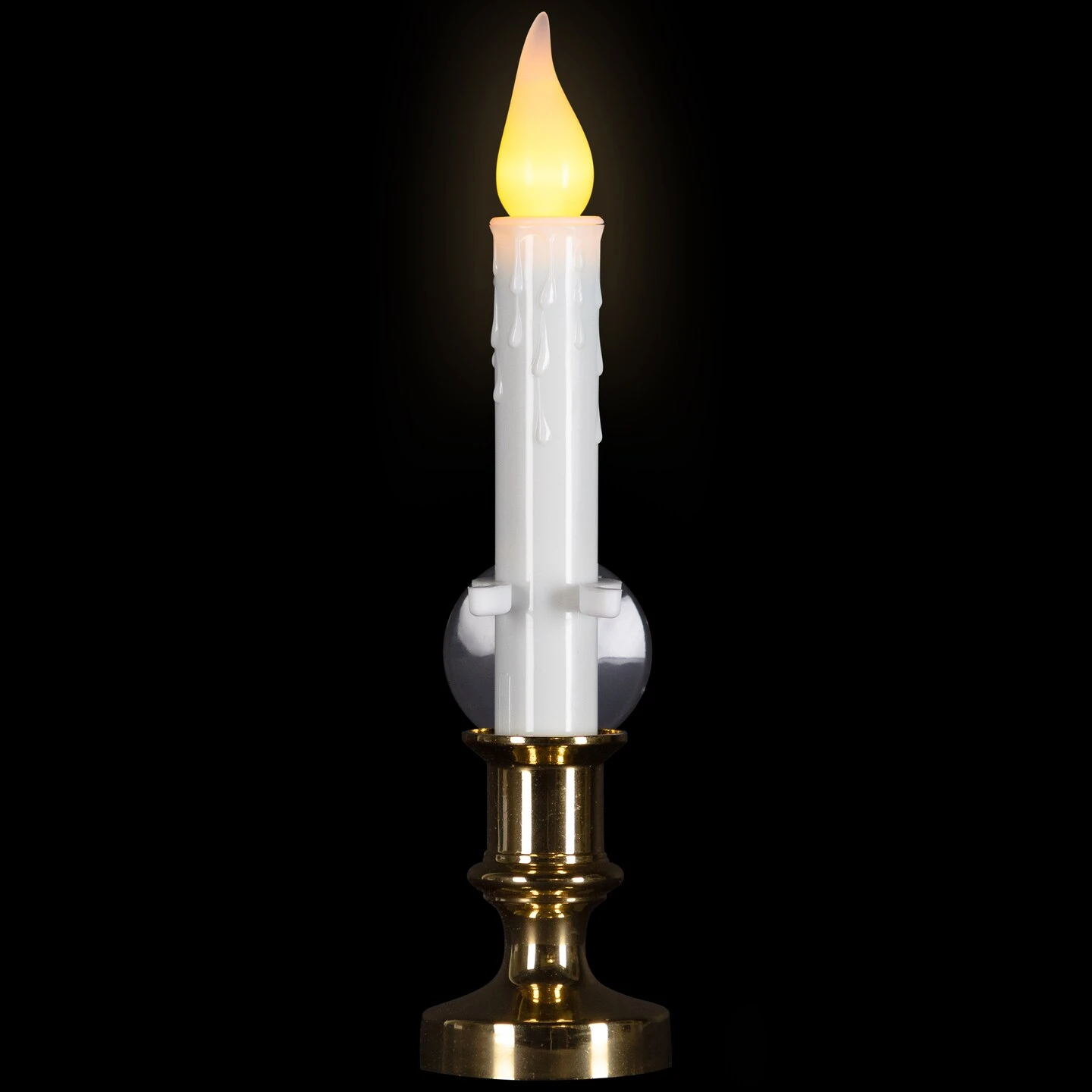 Northlight Flickering LED Window Candle With Timer - 8.5" - White And Brass 6 Northlight Flickering LED Window Candle With Timer - 8.5" - White And Brass - Image 4
