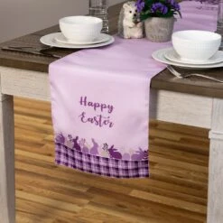 Northlight Happy Easter Plaid Table Runner - 72" - Purple 11 Northlight Happy Easter Plaid Table Runner - 72" - Purple -Northlight 2306004073041799184