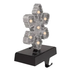 Northlight LED Lighted Glittered Snowflake Christmas Stocking Holder - 7" - Silver Finish -Northlight 2306015171576939744