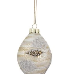 Northlight 5" Birch Wood And Glitter Pine Cones Glass Finial Christmas Ornament White -Northlight 2306015171685991648