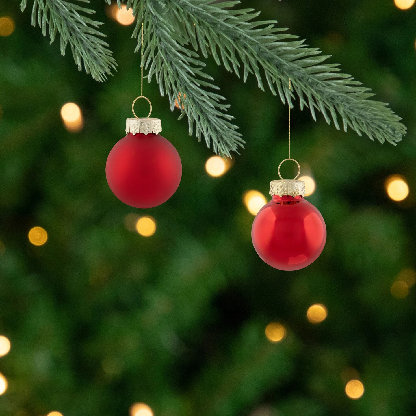 Northlight 2-Finish Mini Christmas Glass Ball Ornaments - 1" (25mm) - Red - 24ct 6 Northlight 2-Finish Mini Christmas Glass Ball Ornaments - 1" (25mm) - Red - 24ct - Image 4