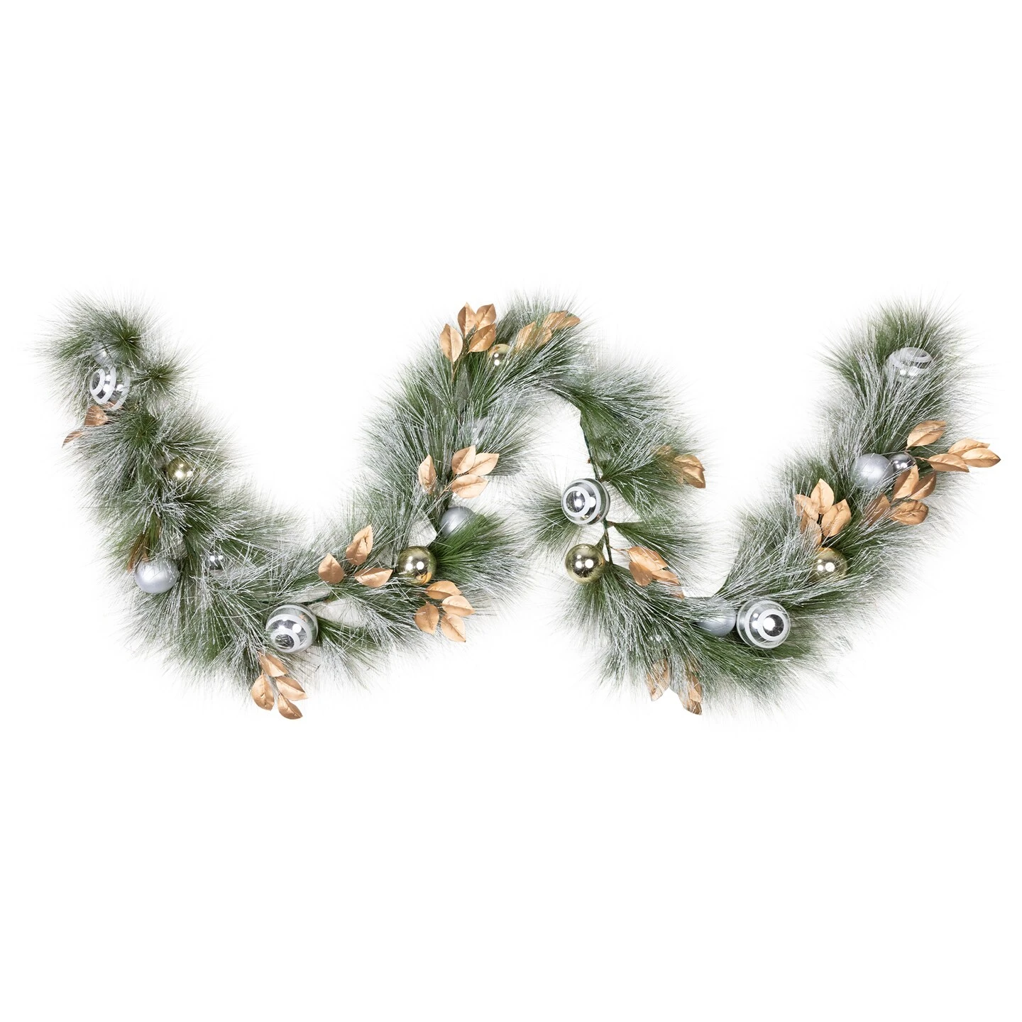Northlight Flocked Pine And Ornaments Artificial Christmas Garland - 10' X15" - Unlit Silver 5 Northlight Flocked Pine And Ornaments Artificial Christmas Garland - 10' X15" - Unlit Silver - Image 3