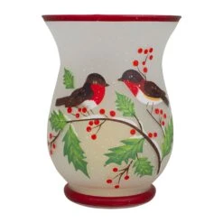 Northlight 8" Hand Painted Finches And Pine Glass Christmas Candle Holder White 14 Northlight 8" Hand Painted Finches And Pine Glass Christmas Candle Holder White -Northlight 2306040706690335968