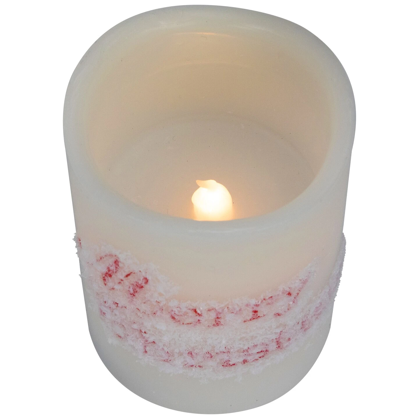 Northlight LED Flameless Frosted "Merry Christmas" Wax Pillar Candles - 6" - Set Of 3 White 8 Northlight LED Flameless Frosted "Merry Christmas" Wax Pillar Candles - 6" - Set Of 3 White - Image 6
