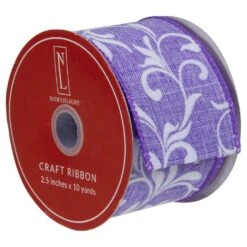 Northlight Purple Floral Wired Craft Ribbon 2.5" X 10 Yards 10 Northlight Purple Floral Wired Craft Ribbon 2.5" X 10 Yards -Northlight 2306040706897954016