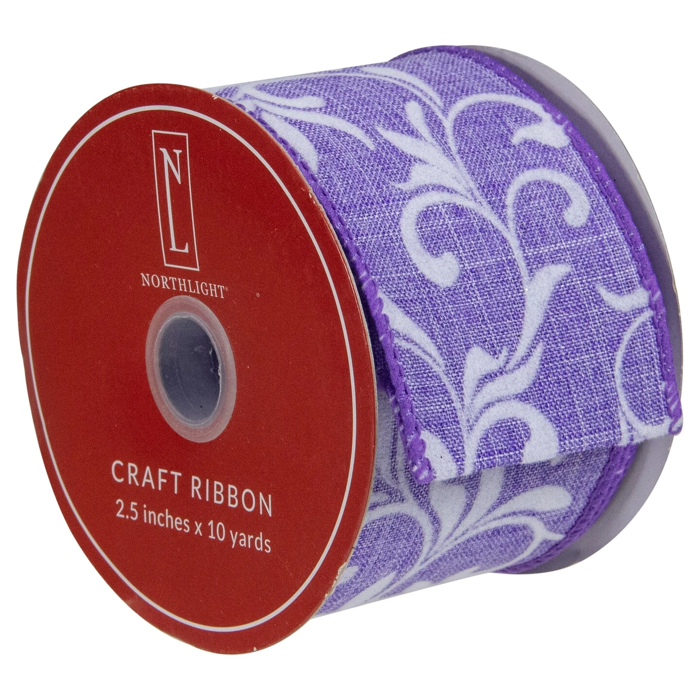 Northlight Purple Floral Wired Craft Ribbon 2.5" X 10 Yards 6 Northlight Purple Floral Wired Craft Ribbon 2.5" X 10 Yards - Image 4
