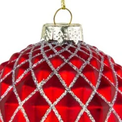 Northlight Glittered Glass Christmas Ball Ornament - 3.25" - Red And Silver -Northlight 2306040707424339168