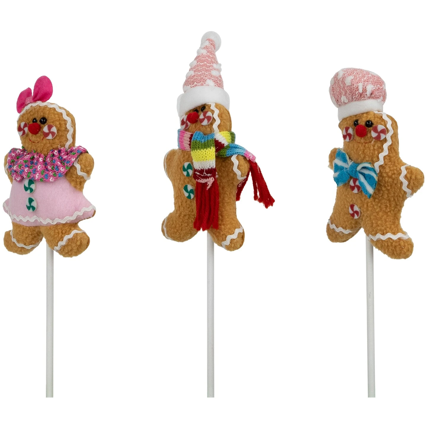 Northlight Plush Gingerbread Christmas Picks -10" - Set Of 3 Brown 6 Northlight Plush Gingerbread Christmas Picks -10" - Set Of 3 Brown - Image 4