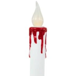 Northlight LED With Timer Dripping Blood Halloween Taper Candles - 9" - Set Of 2 White -Northlight 2306040708282074336