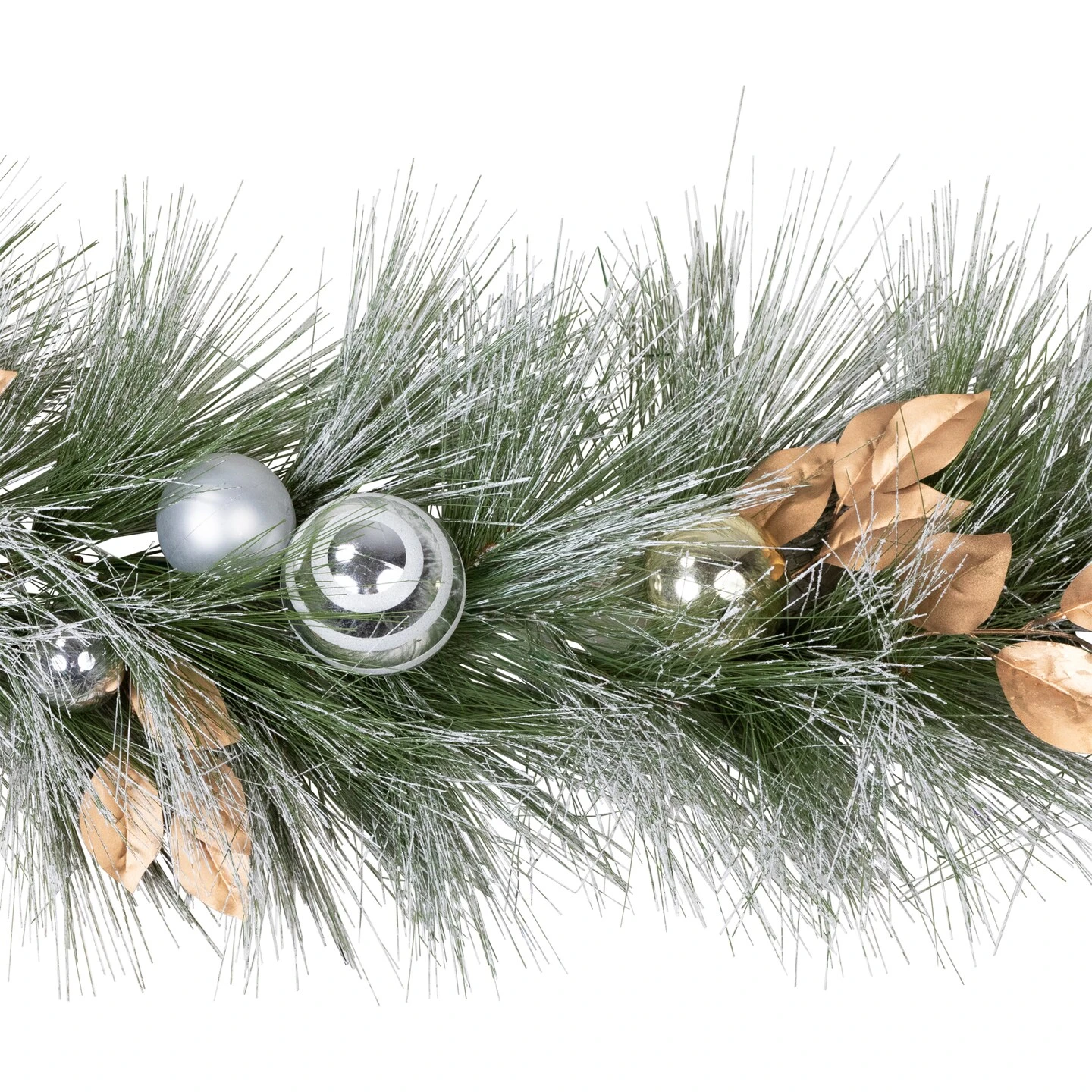 Northlight Flocked Pine And Ornaments Artificial Christmas Garland - 10' X15" - Unlit Silver 9 Northlight Flocked Pine And Ornaments Artificial Christmas Garland - 10' X15" - Unlit Silver - Image 7