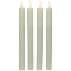 Northlight Set Of 4 Solid Cream Flameless LED Constant Wax Taper Candles 9.5" Ivory