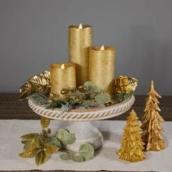 Northlight LED Brushed Flameless Christmas Pillar Candles - 8" - Gold Finish - Set Of 3 -Northlight 2306056876258837728