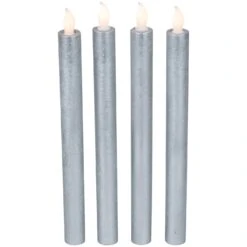Northlight Set Of 4 Brushed Silver-tone LED Flameless Wax Flickering Taper Candles 9.5" 12 Northlight Set Of 4 Brushed Silver-tone LED Flameless Wax Flickering Taper Candles 9.5" -Northlight 2306056876594382048