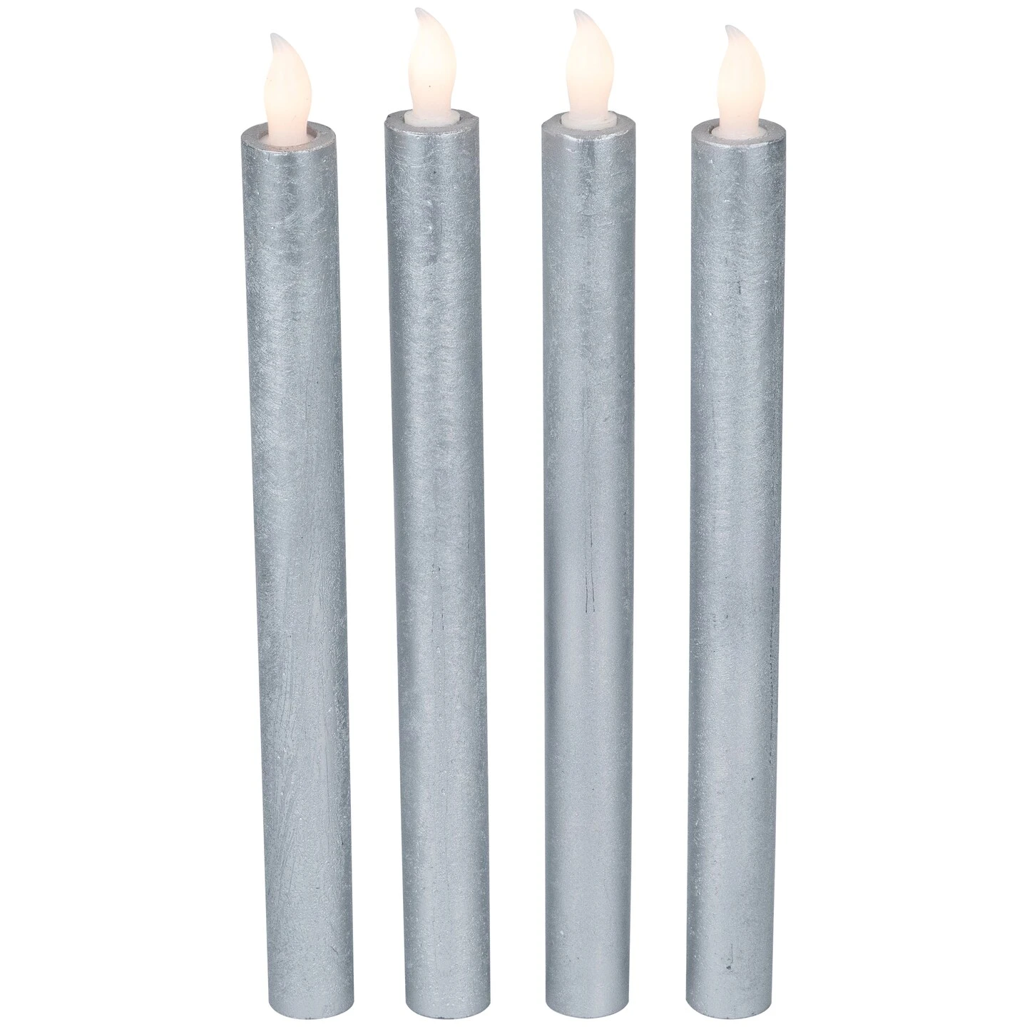Northlight Set Of 4 Brushed Silver-tone LED Flameless Wax Flickering Taper Candles 9.5" 6 Northlight Set Of 4 Brushed Silver-tone LED Flameless Wax Flickering Taper Candles 9.5" - Image 4