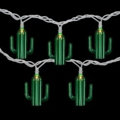 Northlight Green Cactus Patio Light Set - 6' White Wire - 10ct 13 Northlight Green Cactus Patio Light Set - 6' White Wire - 10ct -Northlight 2306056876728599776