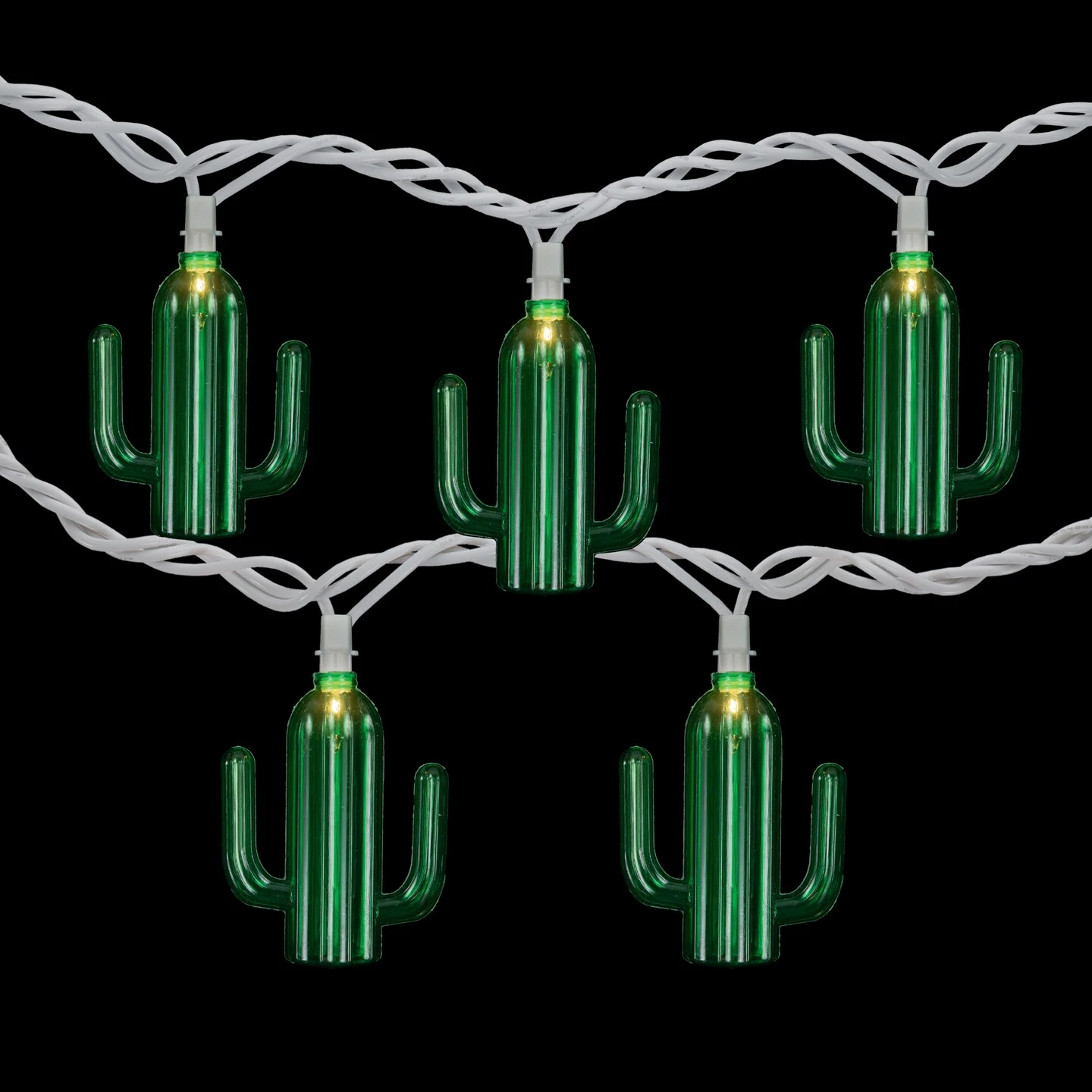 Northlight Green Cactus Patio Light Set - 6' White Wire - 10ct 6 Northlight Green Cactus Patio Light Set - 6' White Wire - 10ct - Image 4