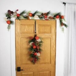 Northlight Mixed Berry, Leaves And Pomegranate Fall Harvest Garland - 6' X 10" - Green And Orange Red -Northlight 2306064984807422944