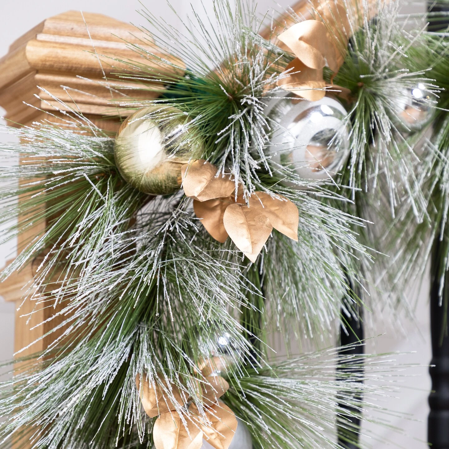 Northlight Flocked Pine And Ornaments Artificial Christmas Garland - 10' X15" - Unlit Silver 7 Northlight Flocked Pine And Ornaments Artificial Christmas Garland - 10' X15" - Unlit Silver - Image 5