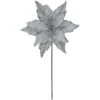 Northlight 25" Glittered Silver Poinsettia Christmas Stem Spray -Northlight 2306175070833772896