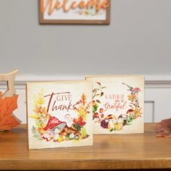 Northlight 19 Northlight Give Thanks And Be Grateful Fall Harvest Signs - 4.75" - Set Of 2 Multi
