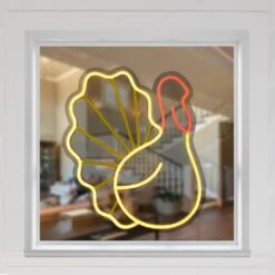Northlight LED Turkey Neon Lighted Thanksgiving Wall Or Window Decoration - 15" Yellow -Northlight 2306201954989548720 2