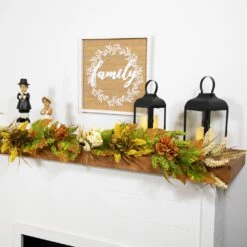 Northlight 5' X 10" Flowers With Wheat Artificial Fall Harvest Garland, Unlit Green 13 Northlight 5' X 10" Flowers With Wheat Artificial Fall Harvest Garland, Unlit Green -Northlight 2306202951487949328