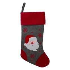 Northlight 19" Gray And Red Embroidered Santa Claus Christmas Stocking -Northlight 2306206462271414944 2