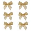 Northlight Glitter Striped 2-Loop Christmas Bow Decorations - 5.5" - Gold - Pack Of 6 -Northlight 2306206462664106656