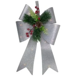 Northlight 19" LED Lighted Sliver Tinsel Bow Christmas Decoration Silver 11 Northlight 19" LED Lighted Sliver Tinsel Bow Christmas Decoration Silver -Northlight 2306206462863336096 2
