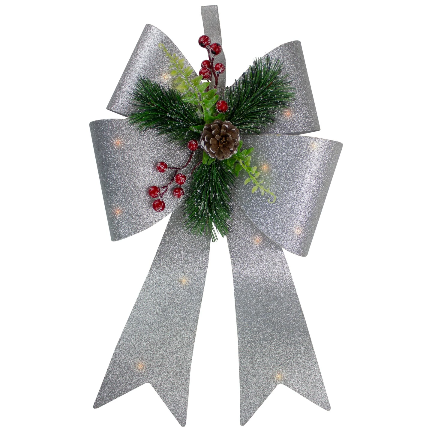Northlight 19" LED Lighted Sliver Tinsel Bow Christmas Decoration Silver 7 Northlight 19" LED Lighted Sliver Tinsel Bow Christmas Decoration Silver - Image 5