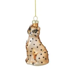 Northlight Standing Leopard Glass Christmas Ornament - 4" - Black And Orange