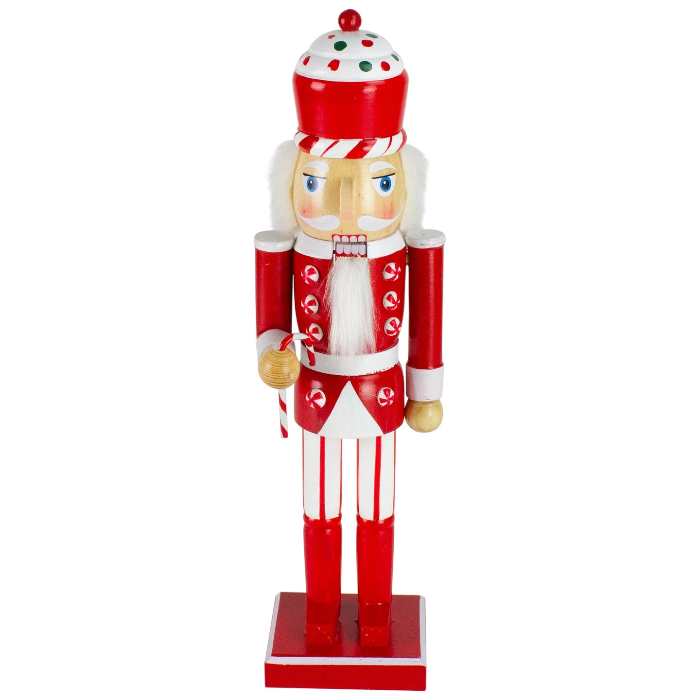 Northlight 14" Red And White Wooden Candy Cane King Christmas Nutcracker 9 Northlight 14" Red And White Wooden Candy Cane King Christmas Nutcracker - Image 7