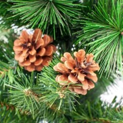 Northlight Mixed Pine And Pine Cones Artificial Christmas Tree In Jute Base - 39" Green -Northlight 2306206464318759584