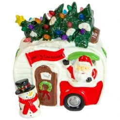 Northlight LED Lighted Santa And Snowman Camper Christmas Decoration - 7.75" Multi -Northlight 2306206464366875296 2