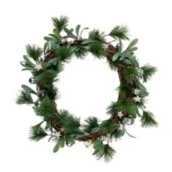 Northlight Pine Needle Wooden Stars Artificial Christmas Wreath - 12" - Unlit Green