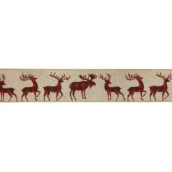 Northlight Beige And Red Plaid Buffalo With Reindeer Christmas Wired Craft Ribbon 2.5" X 16 Yards 11 Northlight Beige And Red Plaid Buffalo With Reindeer Christmas Wired Craft Ribbon 2.5" X 16 Yards -Northlight 2306223301121139360 2