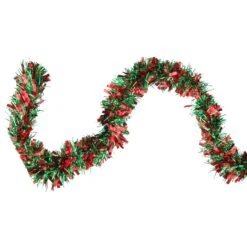 Northlight Wide Cut Tinsel Commercial Christmas Garland - 50' X 4" - Red And Green - Unlit