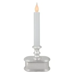 Northlight LED Lighted Window Candle With Base - 9.25" - White And Silver 12 Northlight LED Lighted Window Candle With Base - 9.25" - White And Silver -Northlight 2306223301219705504