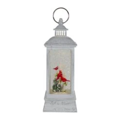Northlight Brushed Christmas Cardinals Snow Globe Lantern - 11" - White And Silver 15 Northlight Brushed Christmas Cardinals Snow Globe Lantern - 11" - White And Silver -Northlight 2306223301276328608 2