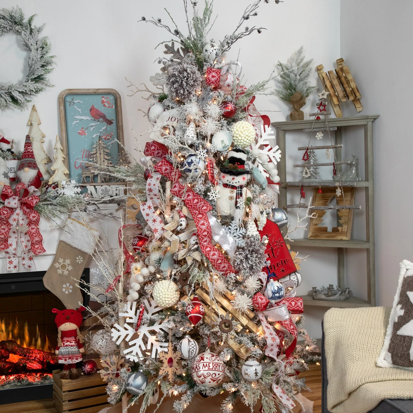 Northlight 20.5" Beige And Ivory Snowflake Embroidered Christmas Stocking 5 Northlight 20.5" Beige And Ivory Snowflake Embroidered Christmas Stocking - Image 3