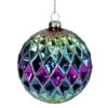Northlight Glittered Harlequin Christmas Glass Ball Ornament - 3.75" - Rainbow Multi