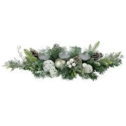Northlight Frosted Pine And Pinecones With Laced Ornaments Christmas Triple Candle Holder - 32" White 15 Northlight Frosted Pine And Pinecones With Laced Ornaments Christmas Triple Candle Holder - 32" White -Northlight 2306223302427665056 2