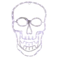 Northlight LED Lighted 4 Function Skull Halloween Window Decoration - 18" White -Northlight 2306223302598582944