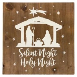 Northlight 16" Square Nativity Scene Wooden Christmas Plaque Brown -Northlight 2306223302738043552 2