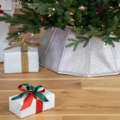 Northlight 27" Shiny Silver Fabric Hexagonal Christmas Tree Collar 12 Northlight 27" Shiny Silver Fabric Hexagonal Christmas Tree Collar -Northlight 2306249130395382496